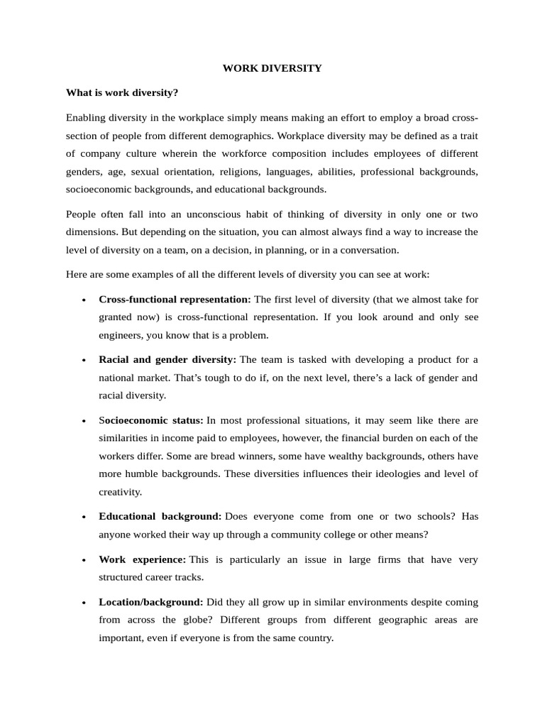 Understanding Workplace Diversity Benefits | PDF | Diversity (Business ...