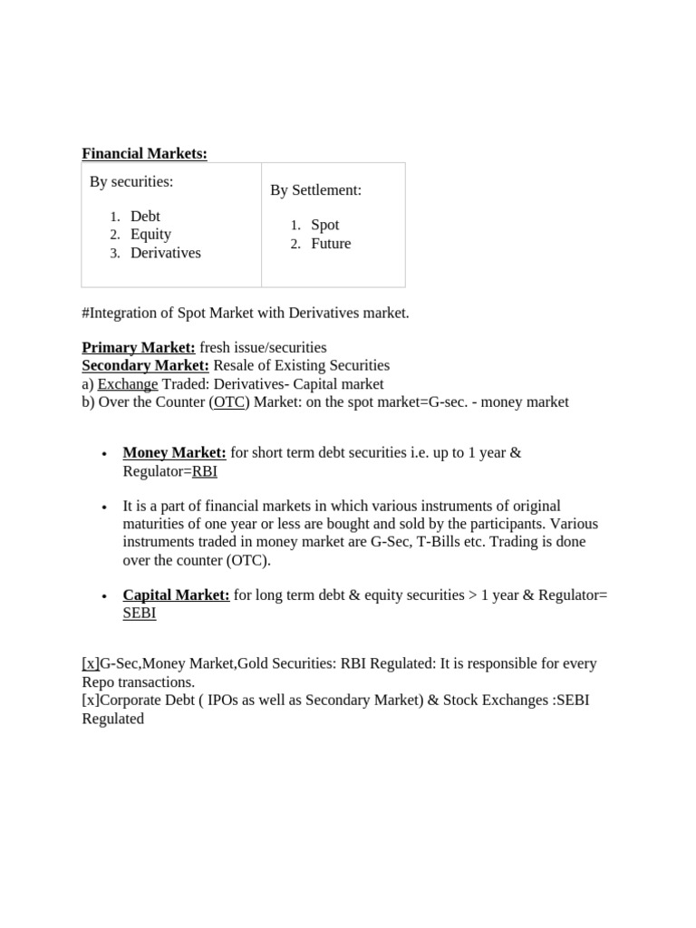 Overview of Financial Markets and G-Sec | PDF | Bonds (Finance ...