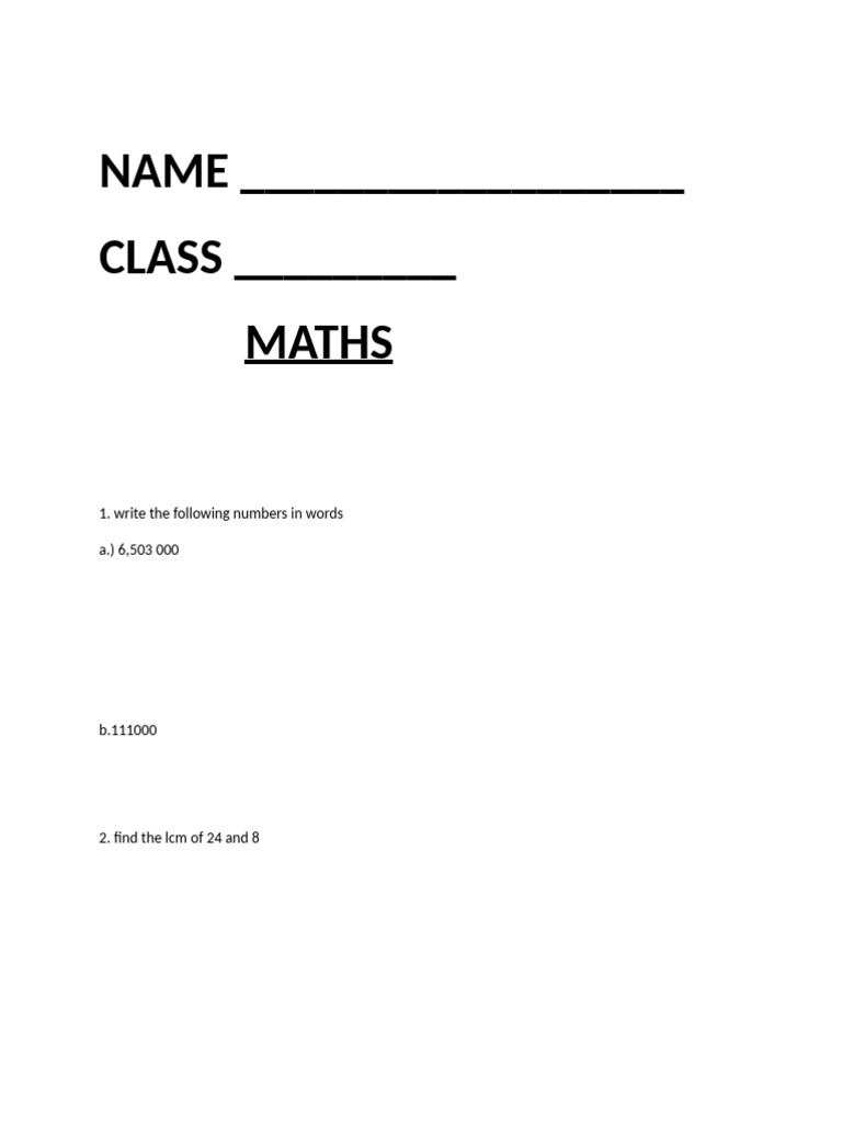 Maths Practice Questions for Students | PDF