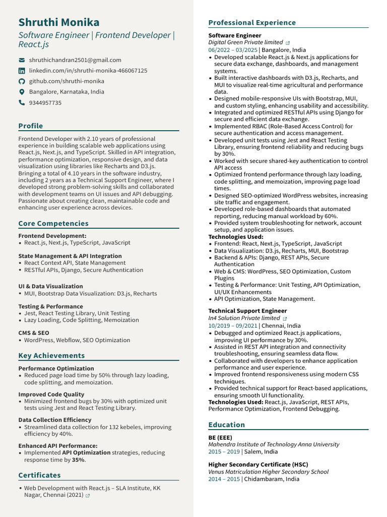 Frontend Developer Resume: React.js Expert | PDF | Java Script | Word Press