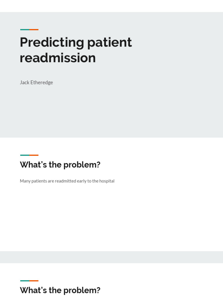 Early Hospital Readmission Prediction | PDF | Hospital | Support Vector ...