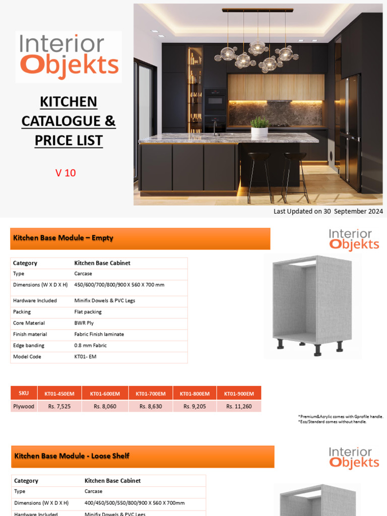 Modular Kitchen Price Catalogue 2024 | PDF | Plywood | Kitchen