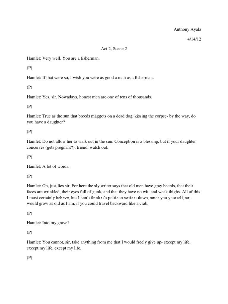 Hamlet Act 2, Scene 2 Analysis | PDF | Hamlet
