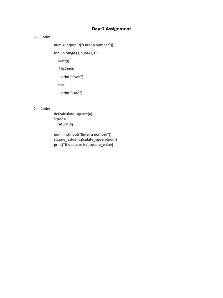 Day 1 of The Assignment | PDF