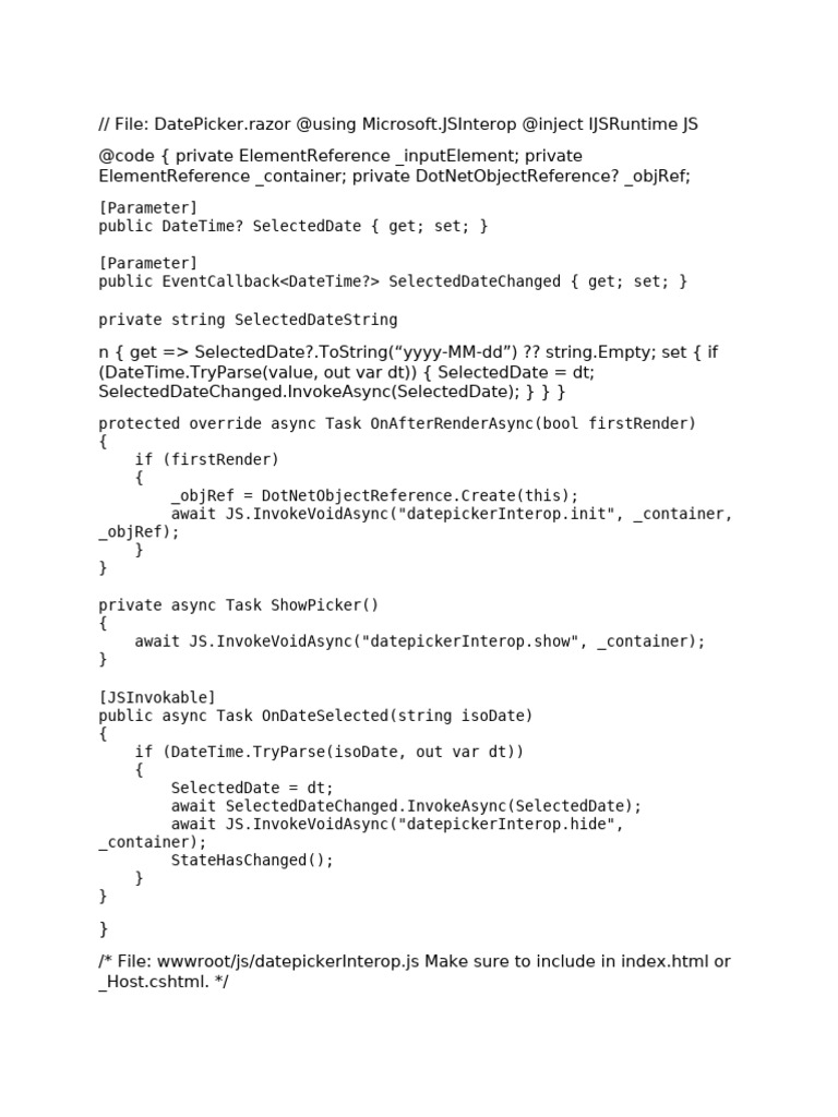 Blazor DatePicker Component Guide | PDF