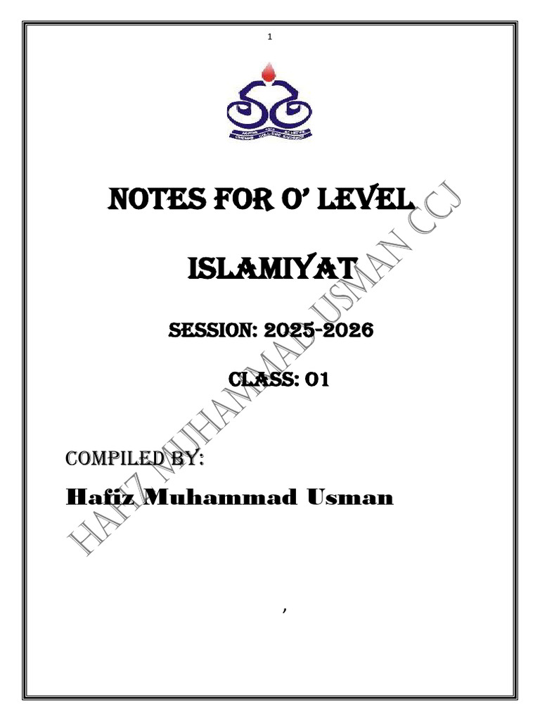 O' Level Islamiyat Notes 2025-2026 | PDF | Prophets And Messengers In ...