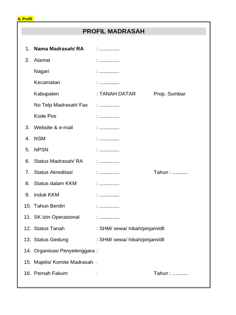 Format Labul Madrasah - 2021 | PDF