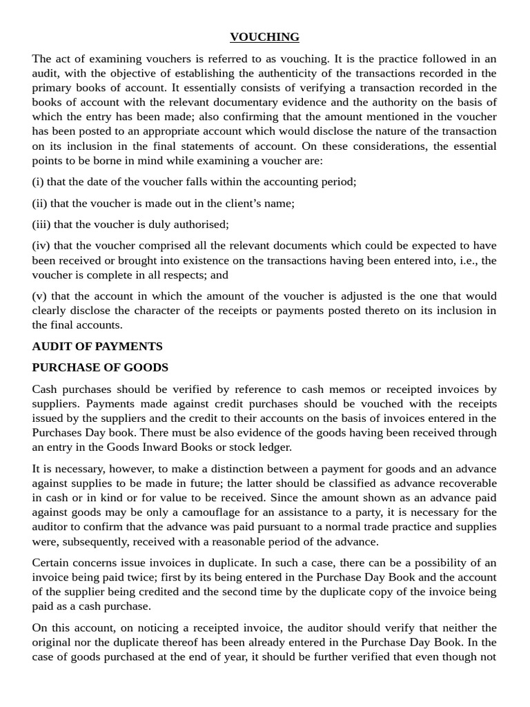 Vouching and Audit Procedures Explained | PDF | Expense | Dividend