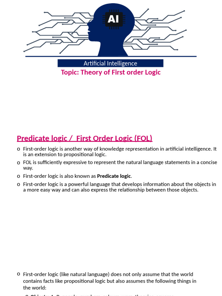 Understanding First Order Logic in AI | PDF | First Order Logic | Logic