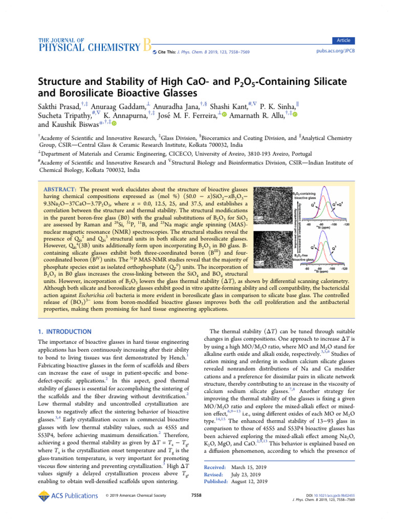 Structure of Bioactive Silicate Glasses | PDF | Glasses | Nuclear ...