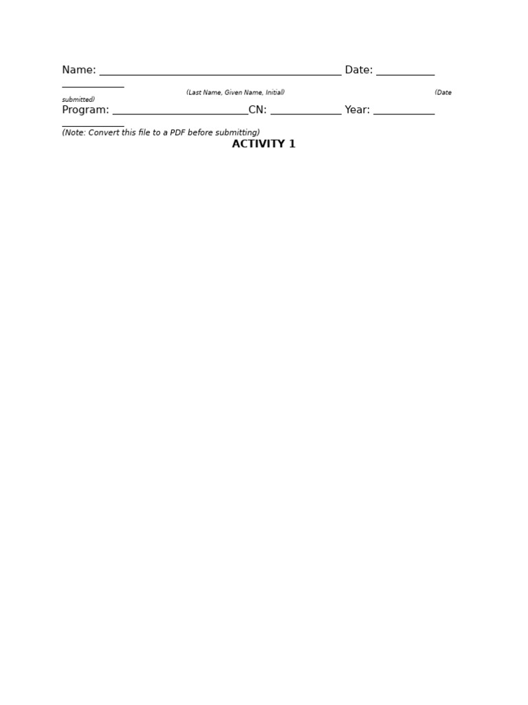 Template for Activity | PDF