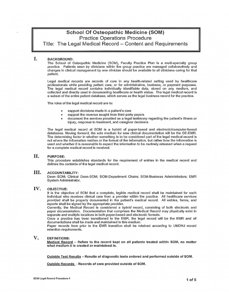 SOM TheLegalRecordProcedure | PDF