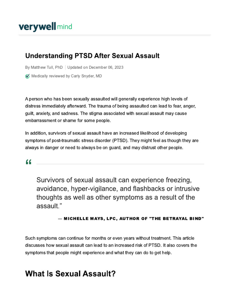 Verywellmind - Understanding PTSD Sexual Assault | PDF