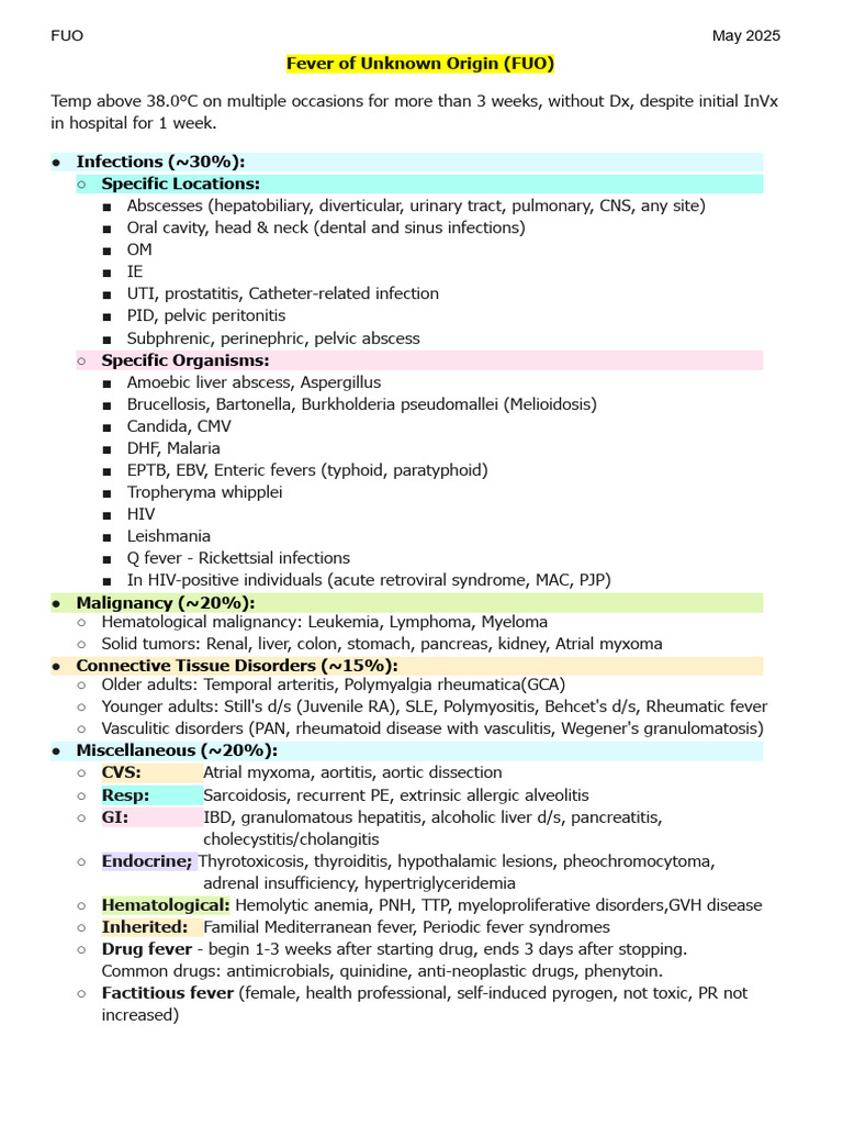 Causes and Management of FUO | PDF | Ct Scan | Medical Specialties
