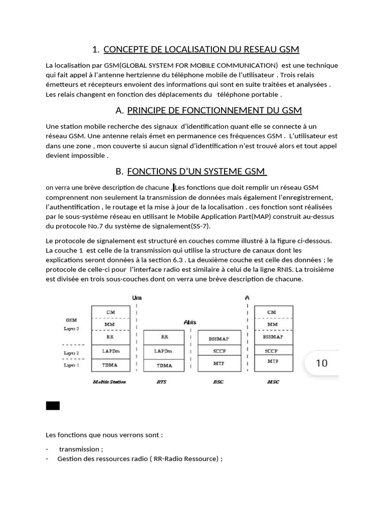Localisation par GSM : Fonctionnement et Gestion | PDF | GSM | Réseau ...