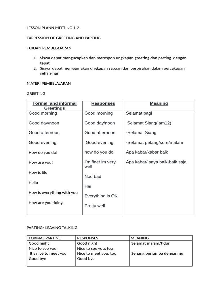 Greeting and Parting Part 1 | PDF