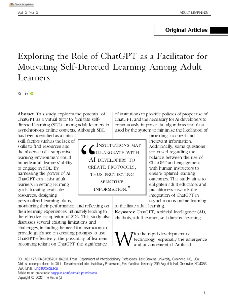 Lin 2023 Exploring The Role of Chatgpt As A Facilitator For Motivating ...