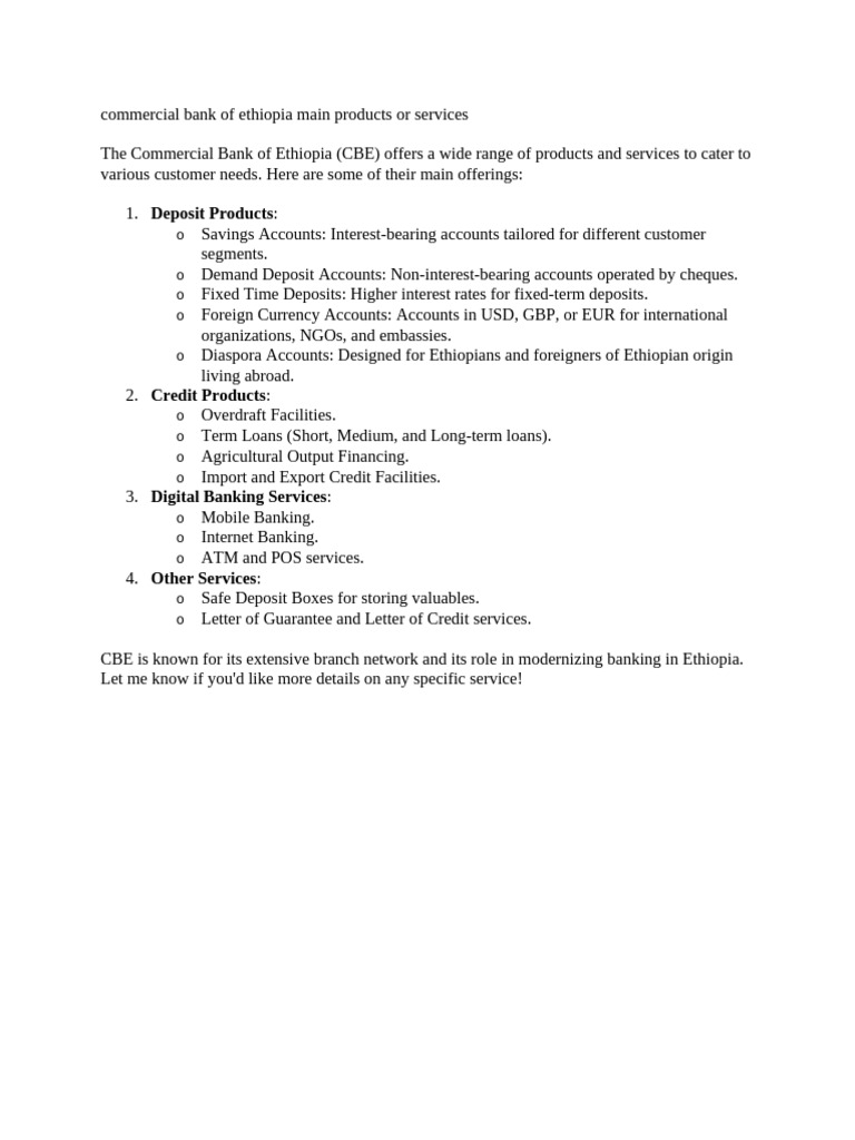 CBE Products and Services Overview | PDF