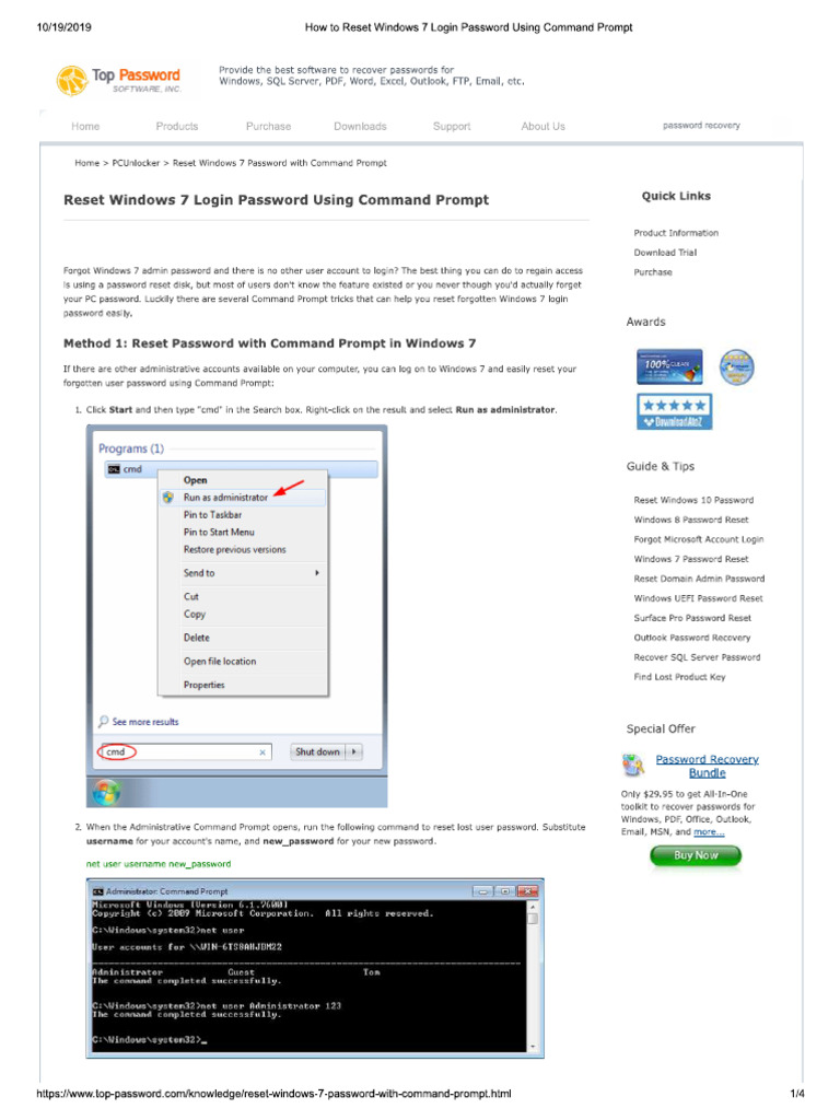 reset windows 7 password command prompt command line