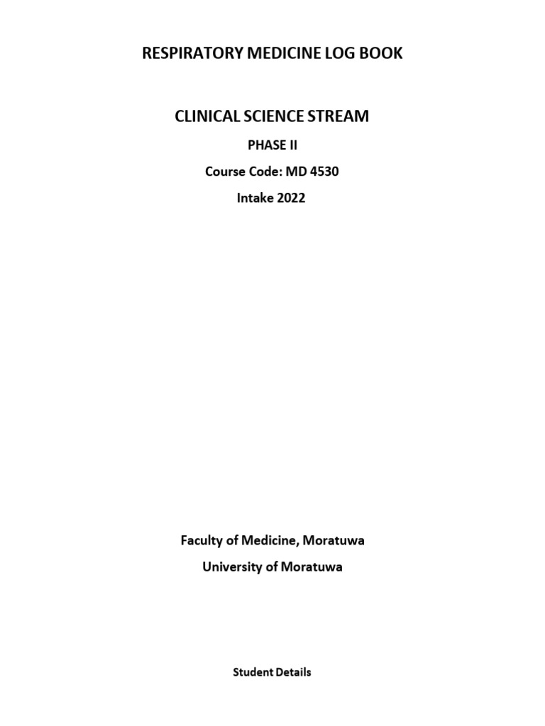 Respiratory Medicine Log Book 2022 | PDF | Diseases And Disorders ...