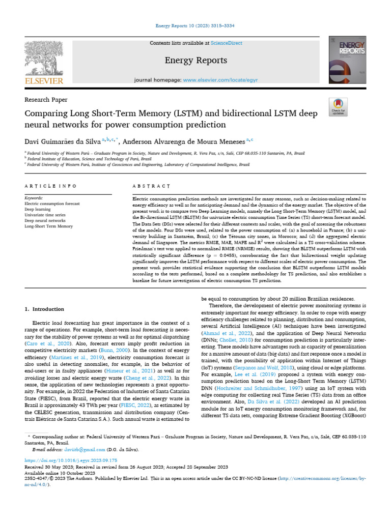 LSTM vs. Bidirectional LSTM for Energy Forecasting | PDF | Deep ...