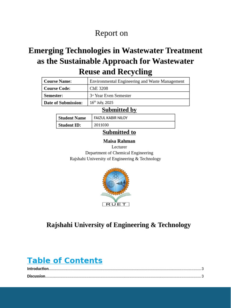 Report 3 Eewm 2011030 | PDF | Sewage Treatment | Water Purification