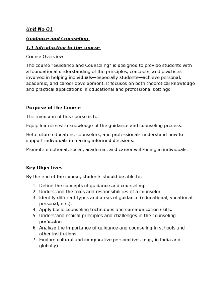 Guidance and Counseling Course Overview | PDF | Psychotherapy | School ...