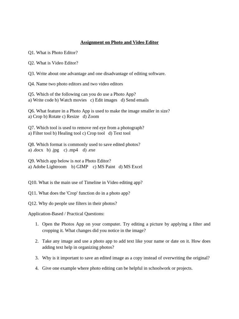 Photo and Video Editing Basics Guide | PDF