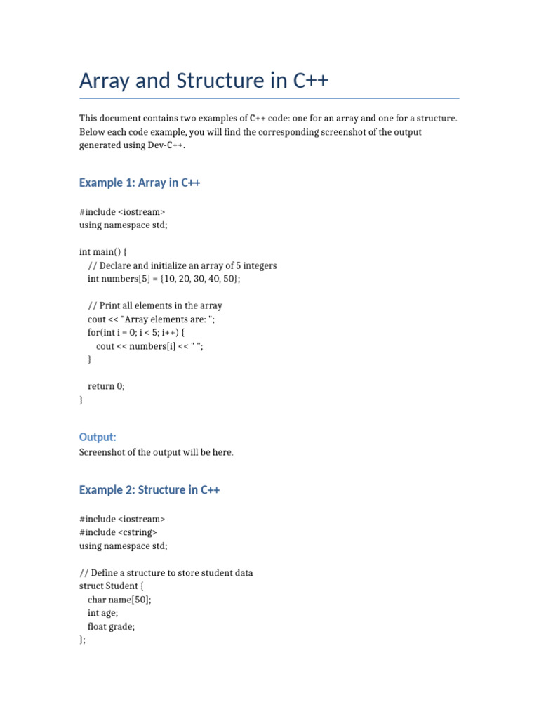 Array and Structure DevC++ | PDF
