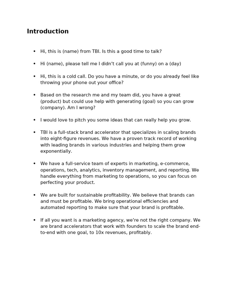 Cold Calling Strategies for Brand Growth | PDF