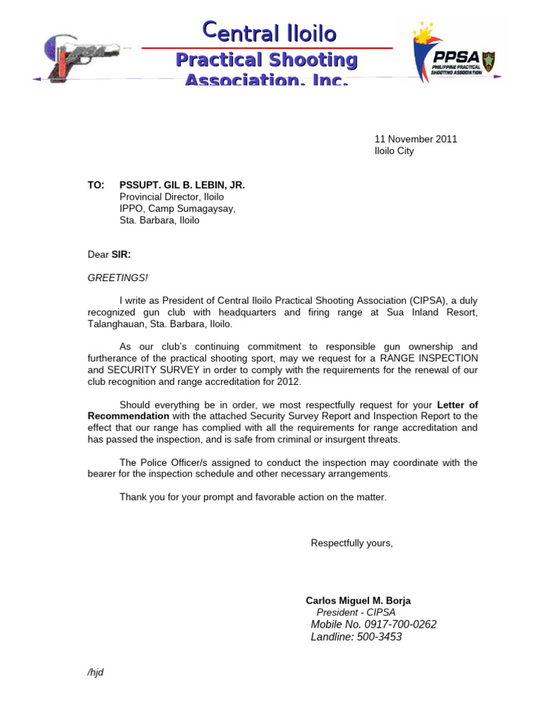 Letter IPPO Range Inspection-Recommendation | PDF