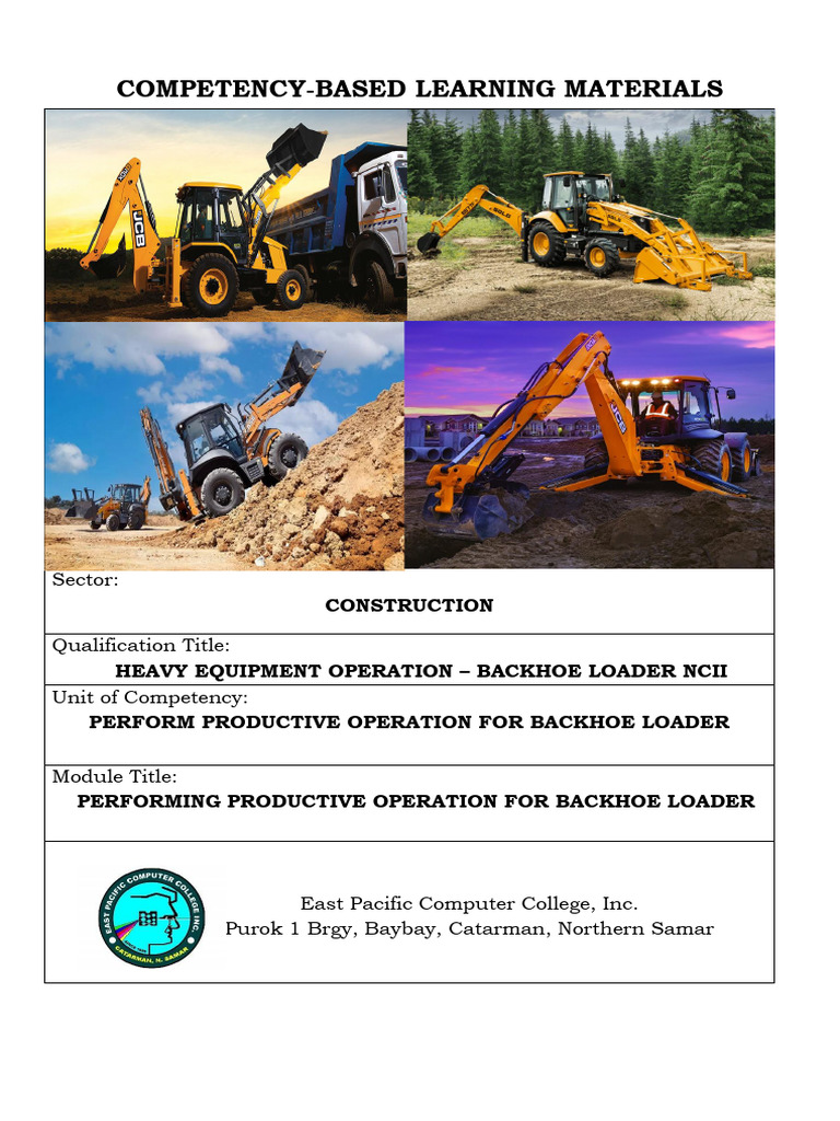 Backhoe Loader Operation Training Module | PDF | Loader (Equipment) | Hand