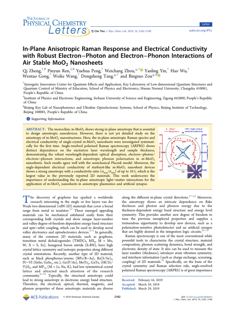 In-Plane Anisotropic Raman Response and Electrical Conductivity With ...