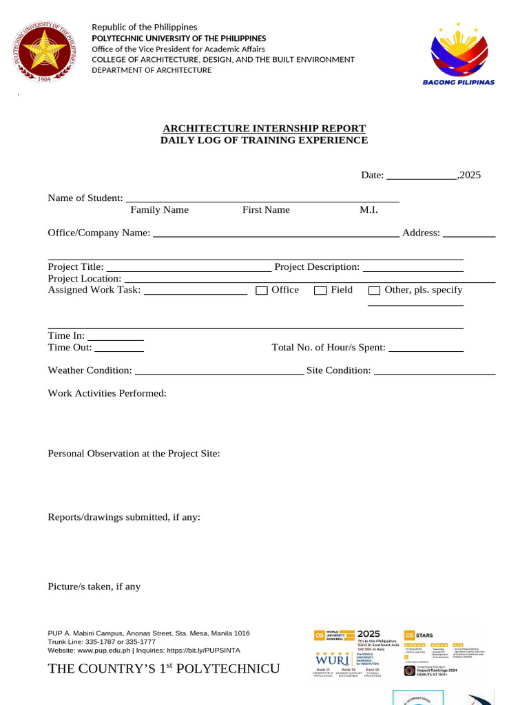 Architecture Internship Daily Log | PDF