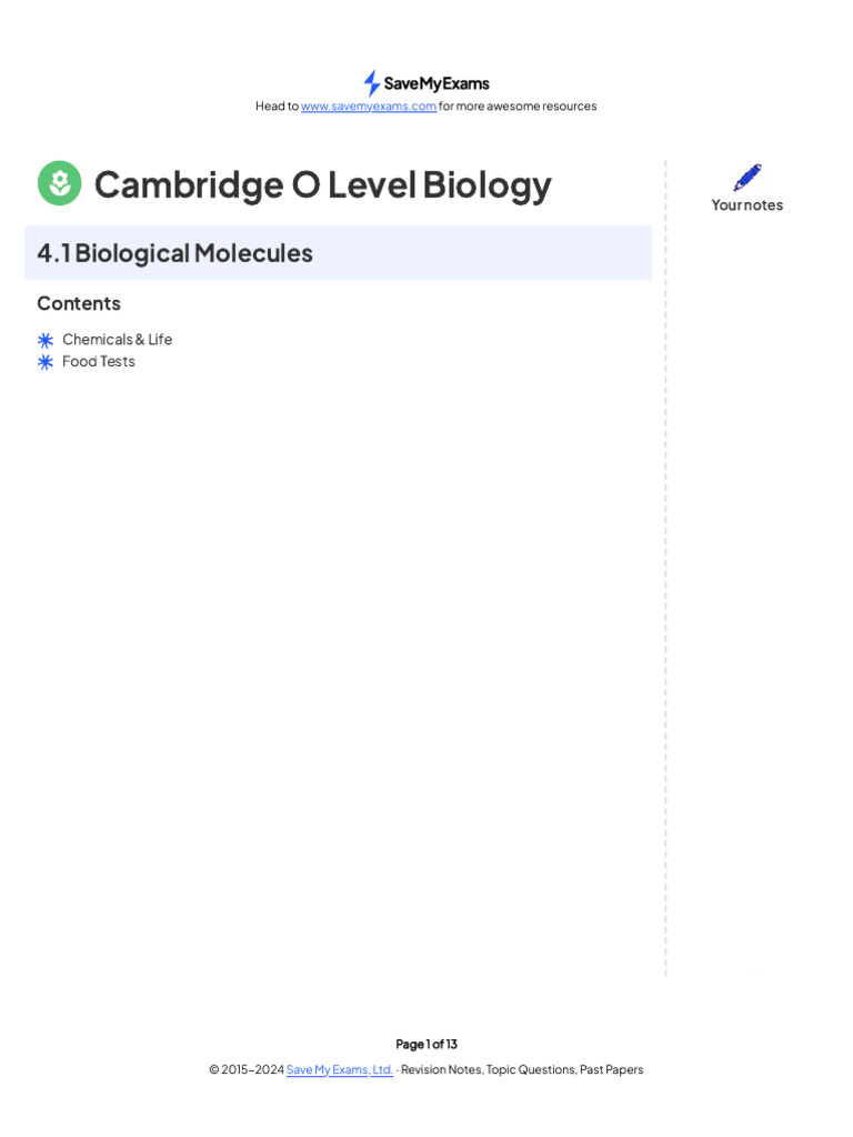 Biological Molecules Overview | PDF | Carbohydrates | Glucose