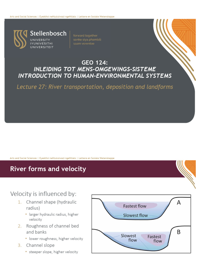 Week 12 - Lecture 27 - River Transportation, Deposition and Landforms ...