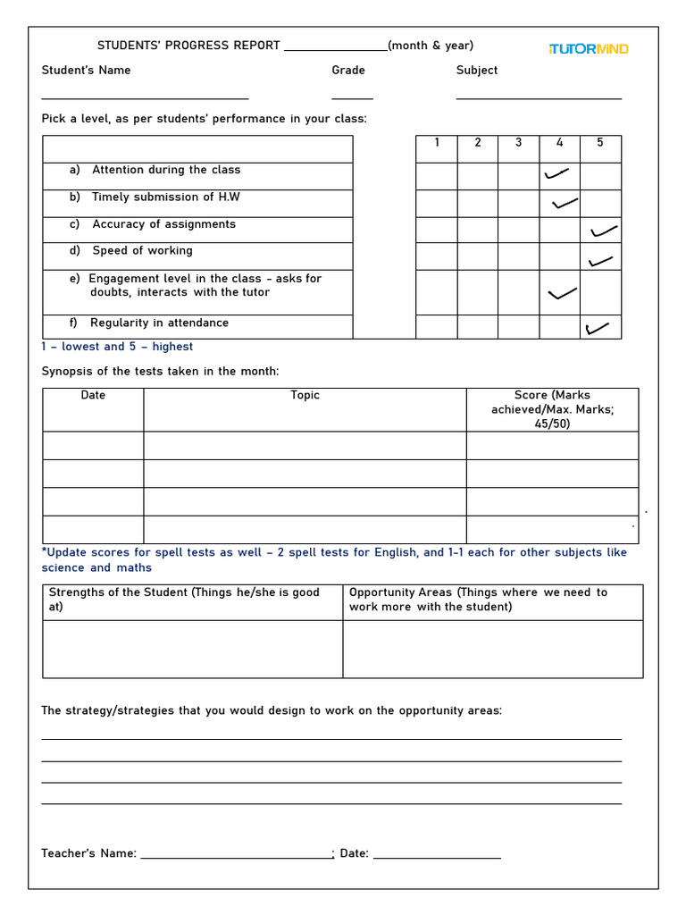 Student Progress Report Template | PDF