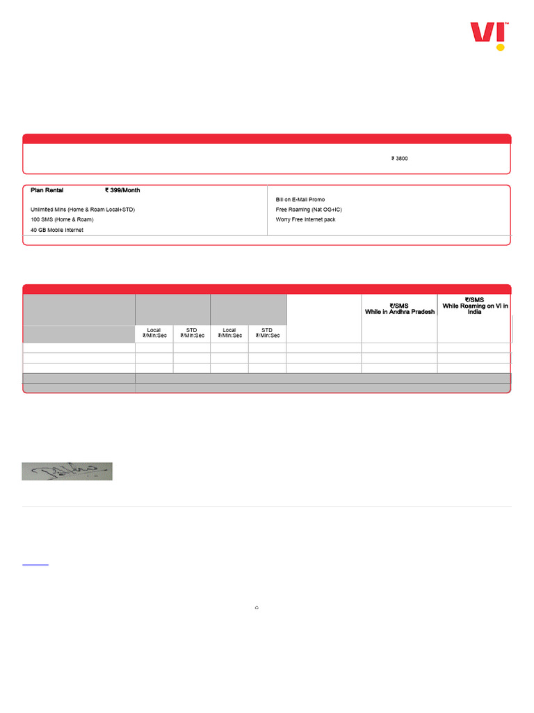 Vi Entertainment 399 Postpaid Plan Details | PDF | Roaming ...