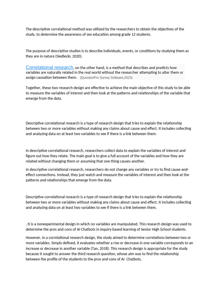 Understanding Descriptive Correlational Design | PDF | Causality | Data ...