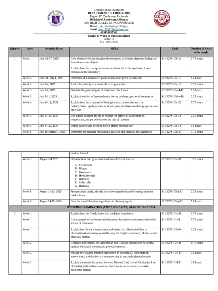 Grade 12 Physical Science Curriculum | PDF | Light | General Relativity