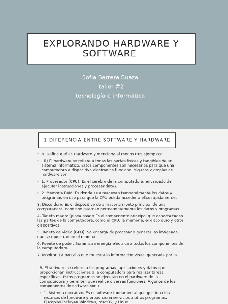 Diferencias entre Hardware y Software | PDF | Hardware de la ...