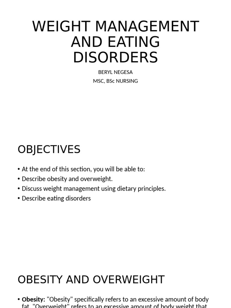Weight Management and Eating Disorders | PDF | Obesity | Eating