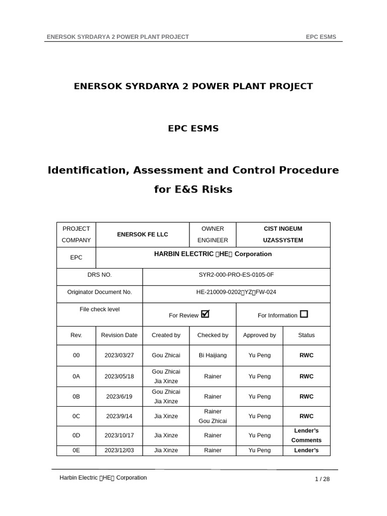 6-SYR2 000 PRO ES 0105 0G Annex 05 IAC Procedure For E&S Risks | PDF ...