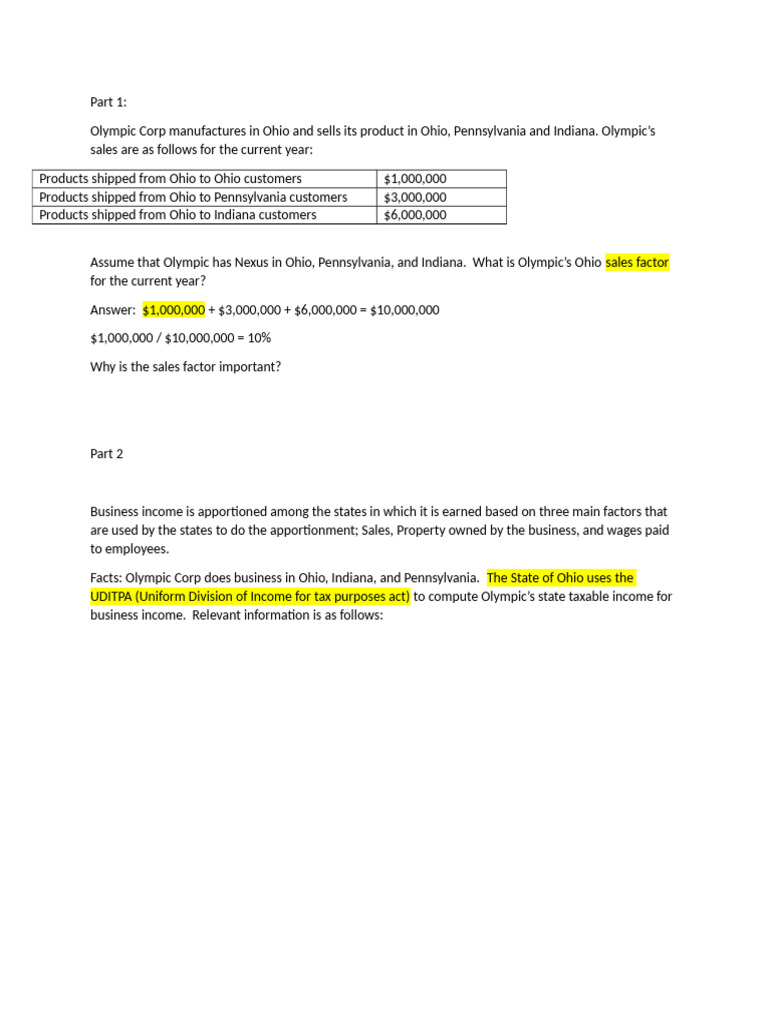 Ohio Sales Tax Nexus and Apportionment Guide | PDF | Taxes | Sales ...