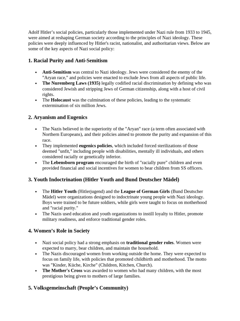 Nazi Social Policies (1933-1945) Explained | PDF | Nazi Germany | Nazism