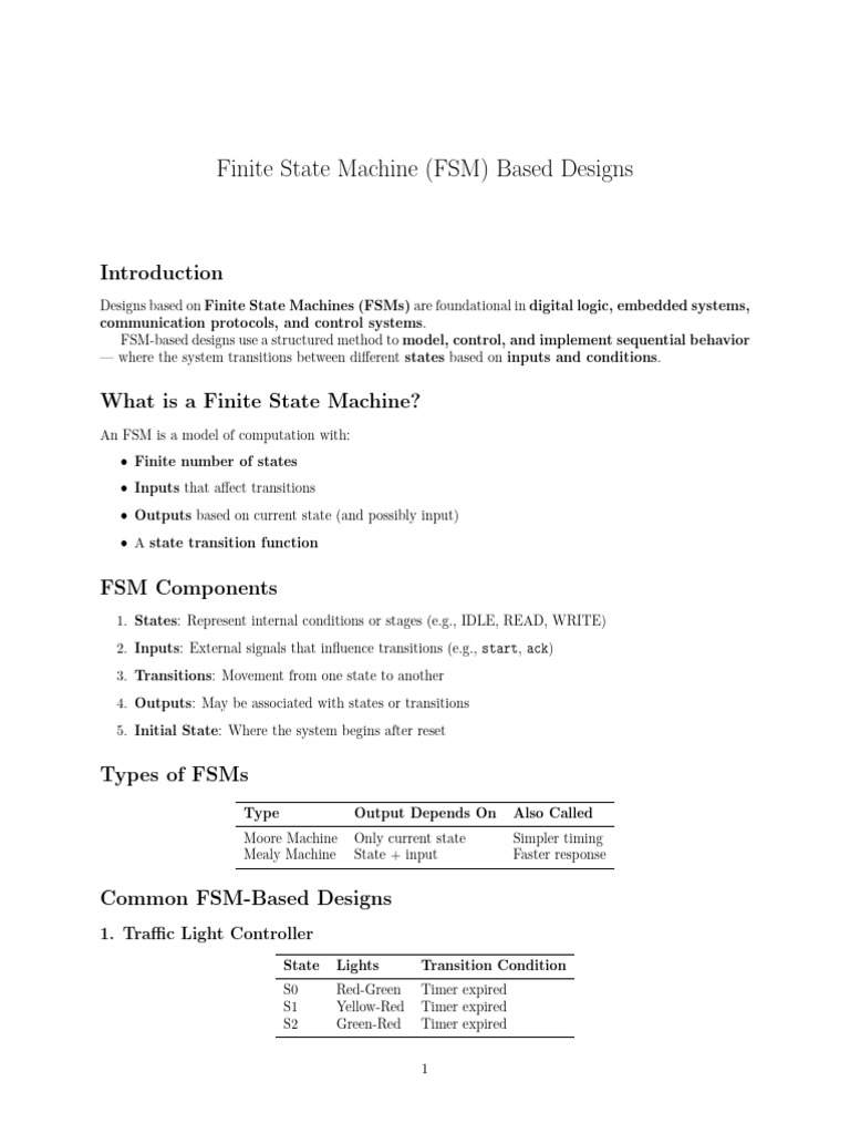 FSM Designs for Embedded Systems | PDF | Computer Architecture ...