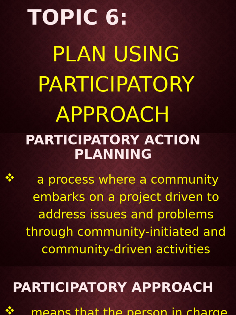Participatory Action Planning Guide | PDF | Performance Appraisal