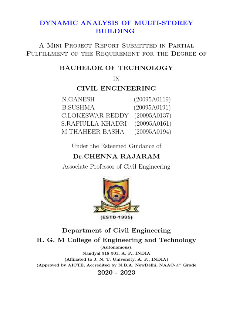 2022 23 Ce Dynamic Analysis of Multi Storey - (5) Batch 26 | PDF ...