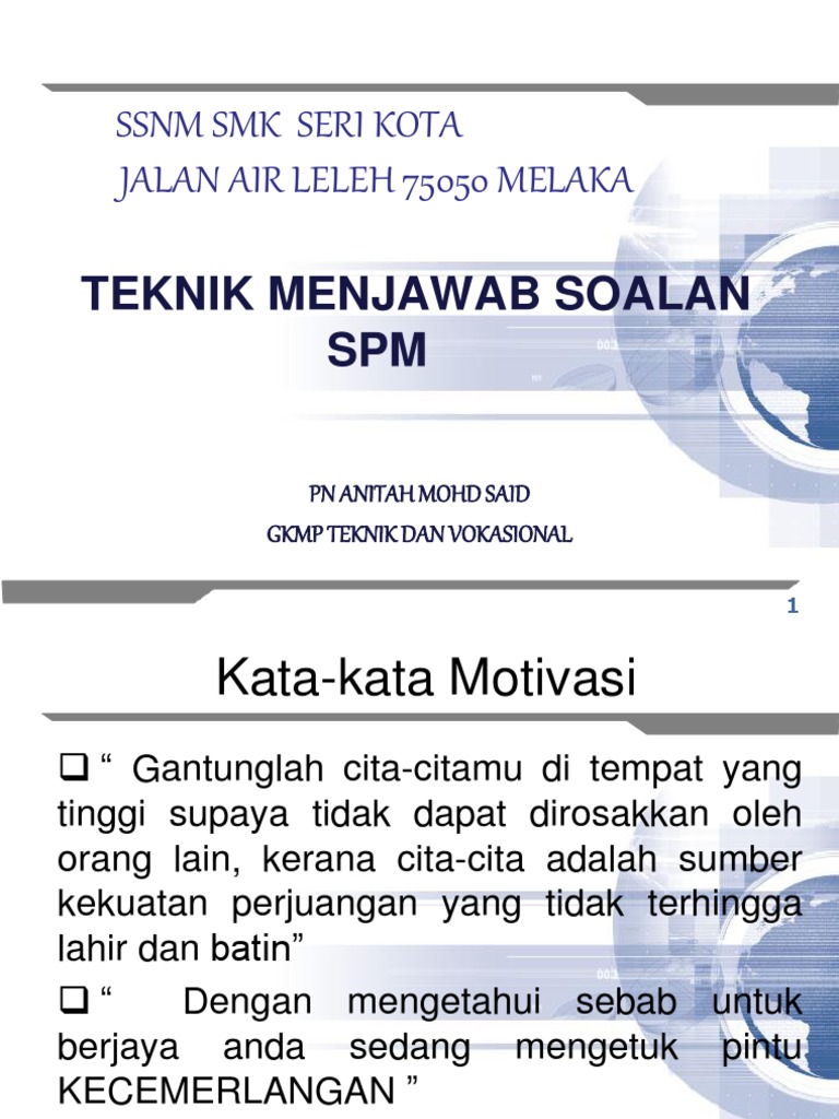 Teknik Menjawab Soalan 2011 2