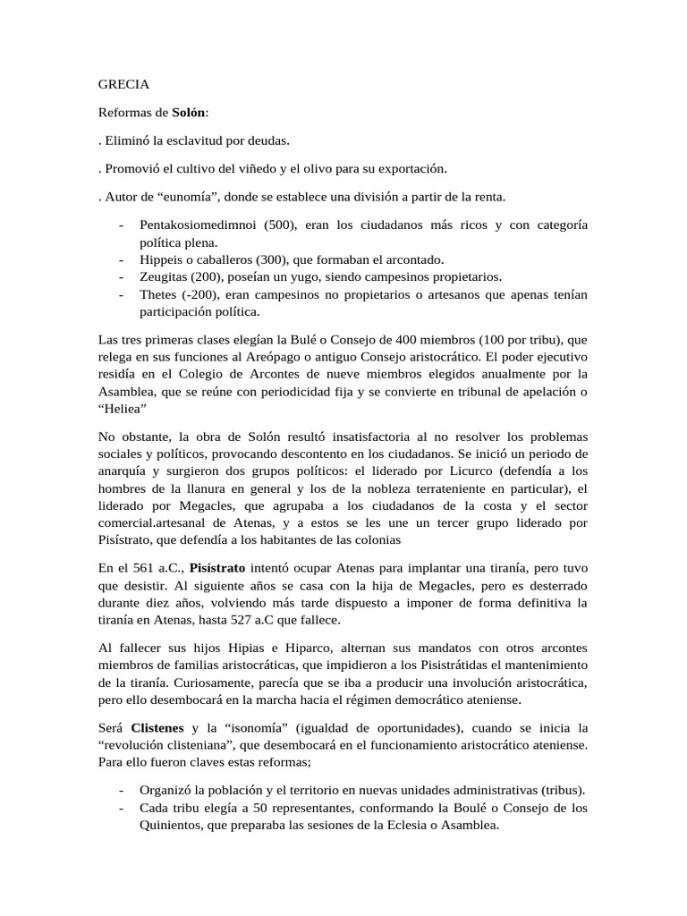 Reformas políticas en Atenas antigua | PDF | Antigua Grecia | Gobierno ...